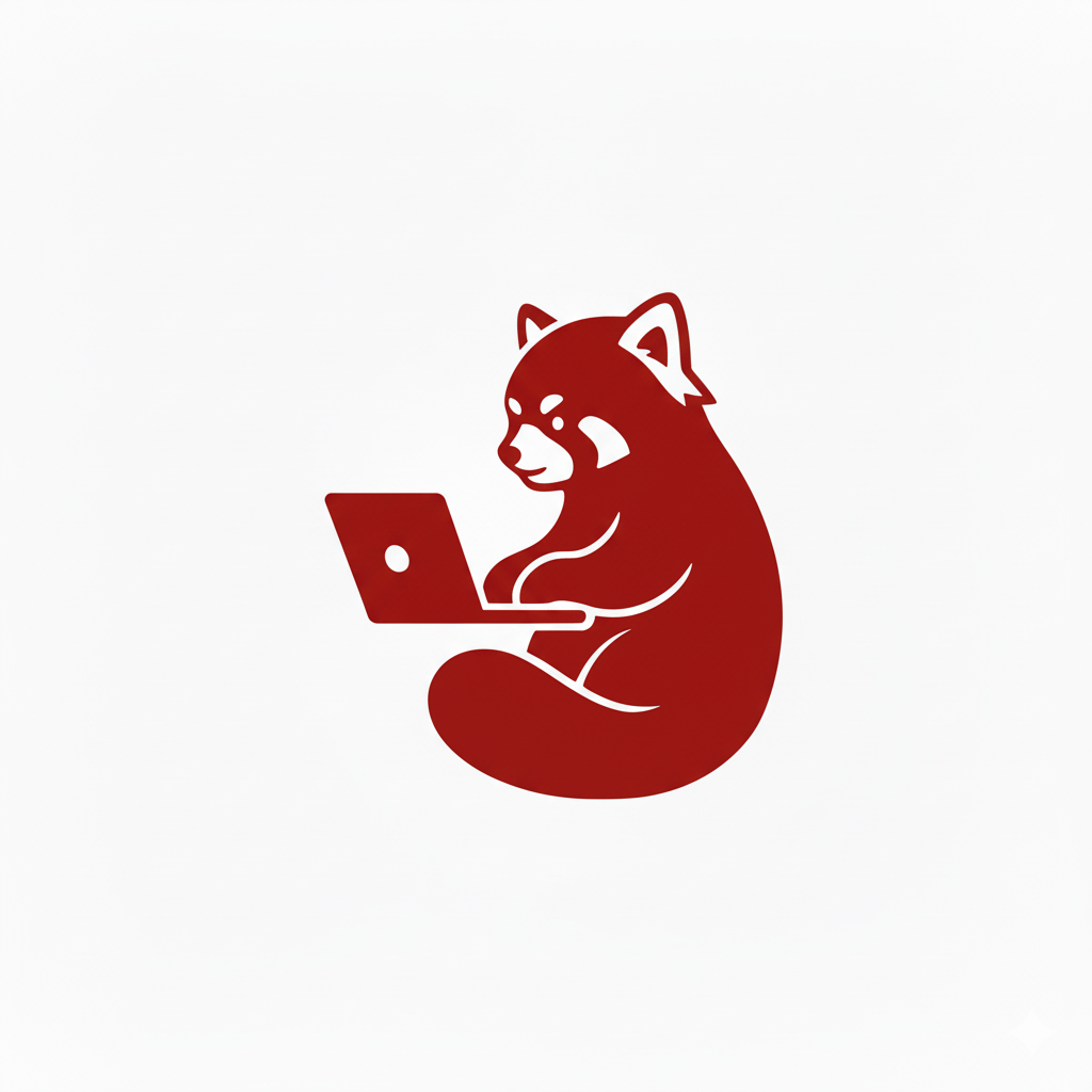 ReinadoRojo's Profile Picture. A vector illustration of a red panda seated and using a laptop.